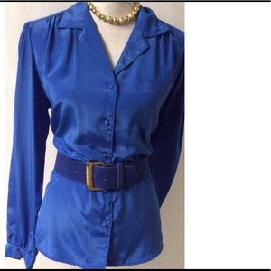MESSAGES Royal Blue Vintage Top Size 14